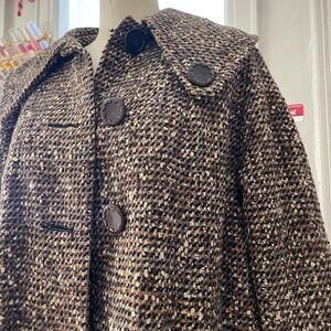 Vintage 50s/ 60s brown wool twill long coat size:S/M